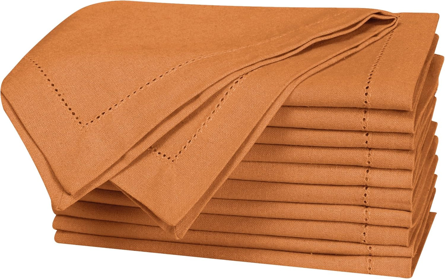 Bedding Craft Cotton Cloth Dinner Napkins Set of 12 – 18x18 Desert Sun with Frayed Fringe – Machine Washable Fabric Napkins for Weddings, Baby Showers, Parties & Everyday Dining