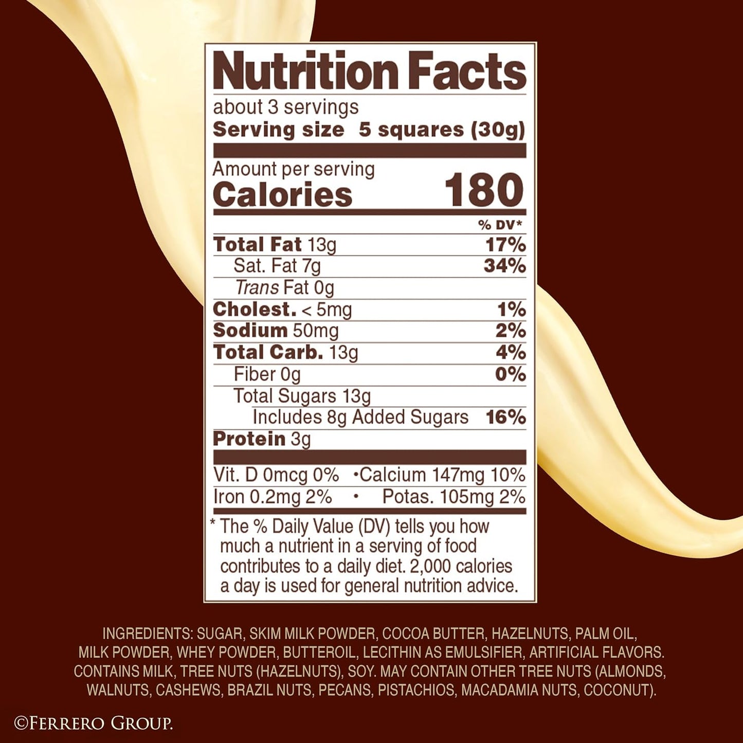 Ferrero Rocher Premium Chocolate Bar, White Chocolate Bar with Hazelnut Filling, 8 Count, 3.1 oz Each