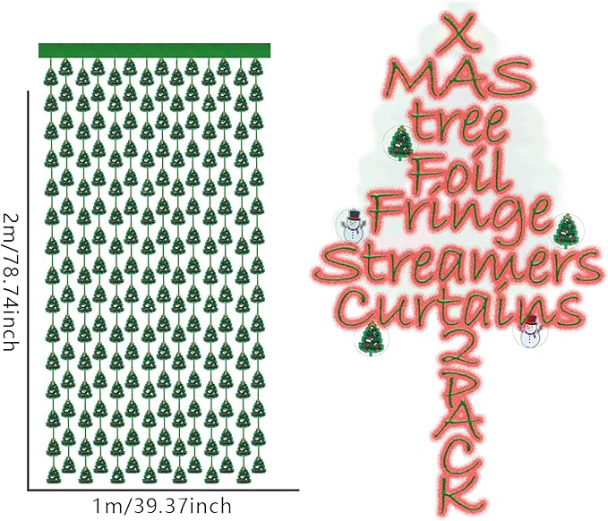 XMAStree Party Decorations - 2 Packs Silvery Foil Fringe Streamers Curtains for Bachelorette, Birthday Backdrop Decorations,Bridal Shower Party Decorations (3.3x6.6 ft)
