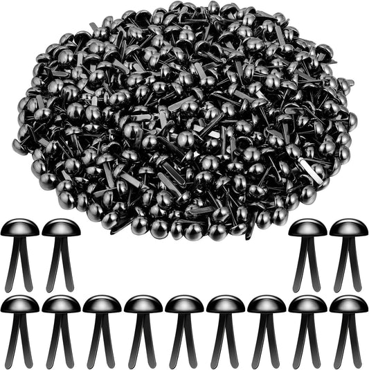 Hotop 500 Pcs Brads for Paper Crafts Metal Round Brass Paper Fasteners for Craft Art Crafting School DIY Supplies(0.24 x 0.47 Inch,Black)