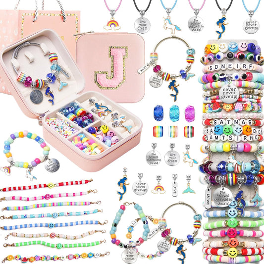 3900 Pcs Girls Bracelet Making Kit, Beads Jewelry Making Kit, Unicorn/Mermaid DIY Crafts Birthday Christmas Gifts with Organizer Box for Friendship Bracelets kits, Girls Ages 5 6 7 8-12 Years Old