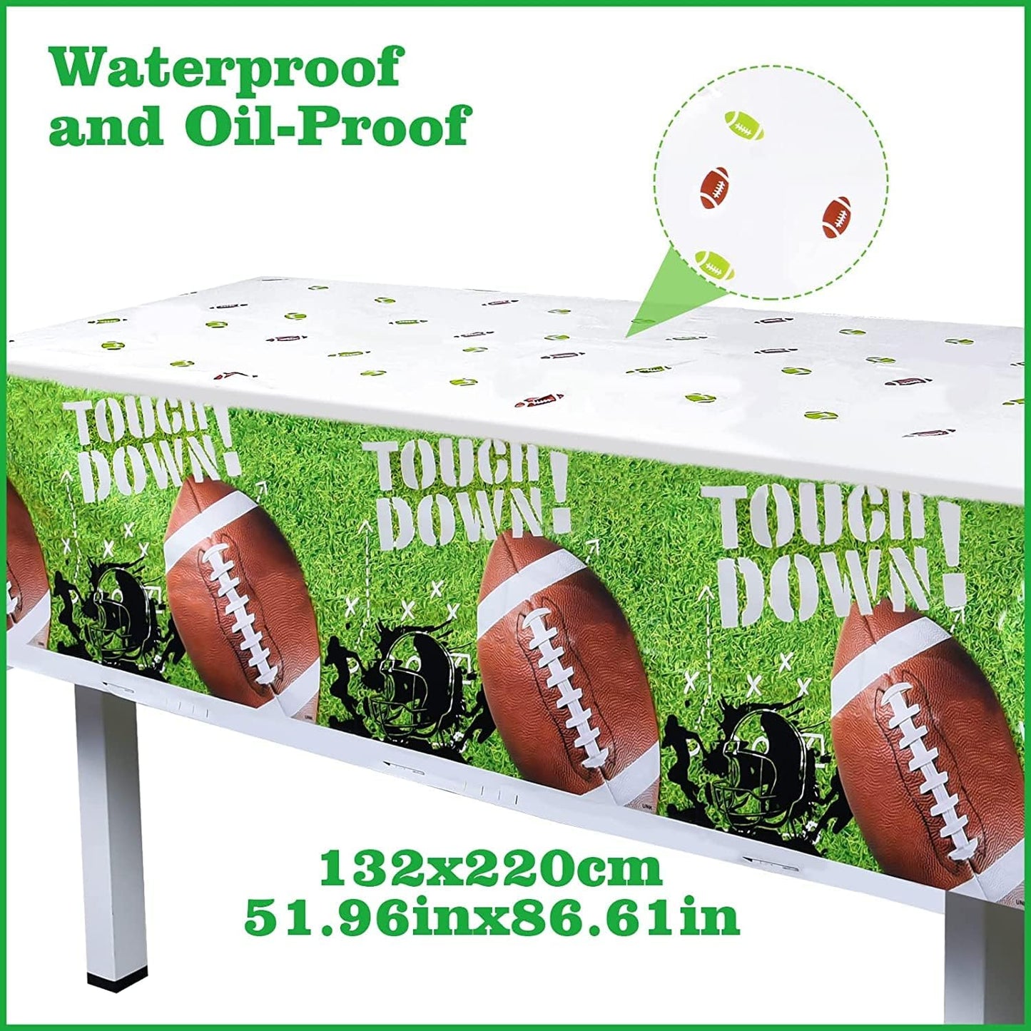 Football Party Decorations Supplies Set for 24 People, Includes 48 Dinner Plate, 24 Cup, 24 Napkin, 1 Tablecloth, 1 Pennant, Perfect for Super Bowl Game Day Birthday Party(98 Pcs)