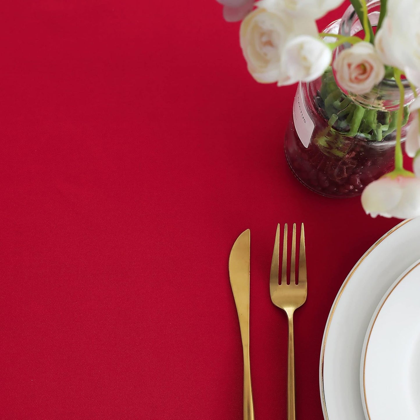 FOLINS&HOME Red Rectangle Tablecloth - 90 x 132 Wrinkle Free Waterproof Polyester Table Cloths, Spillproof Heavy Duty Washable Table Cover for Party, Banquet, Wedding, Indoor - Rectangular/Oblong