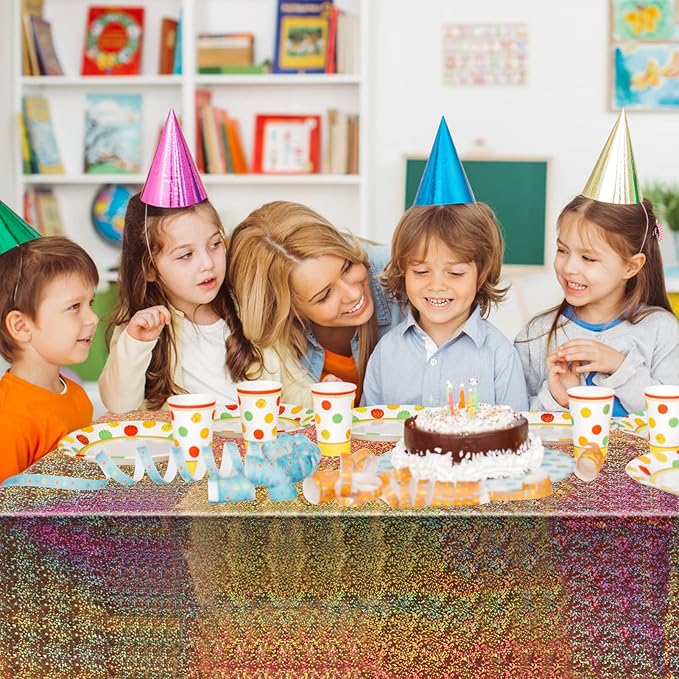 3 Pack Iridescent Tablecloth, 54" x 108" Birthday Party Table Cloths Iridescence Plastic Disposable Table Covers Iridescent Party Decorations, Birthday Decor Tablecloth for Buffet Table