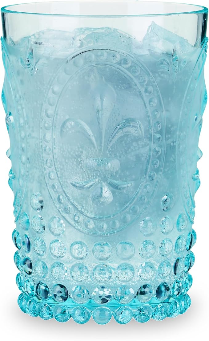 Twine Embossed Acrylic Colorful Drinking Glasses, Durable Shatterproof Tumblers for Cocktails, Wine, Juice, Water, Perfect for Outdoor Parties, BBQs, Poolside & Patio, 10.5 oz, Set of 4, Assorted