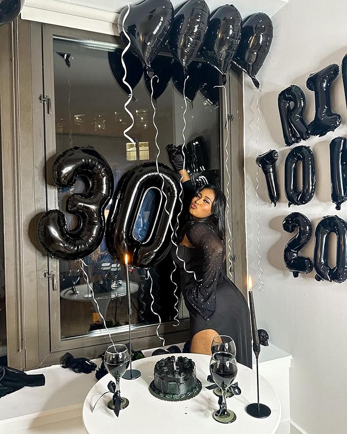 Black Number 16 Balloon 40 Inch, 16th Birthday Party Decorations for Children, Giant 16 Foil Balloon for Party Supplies