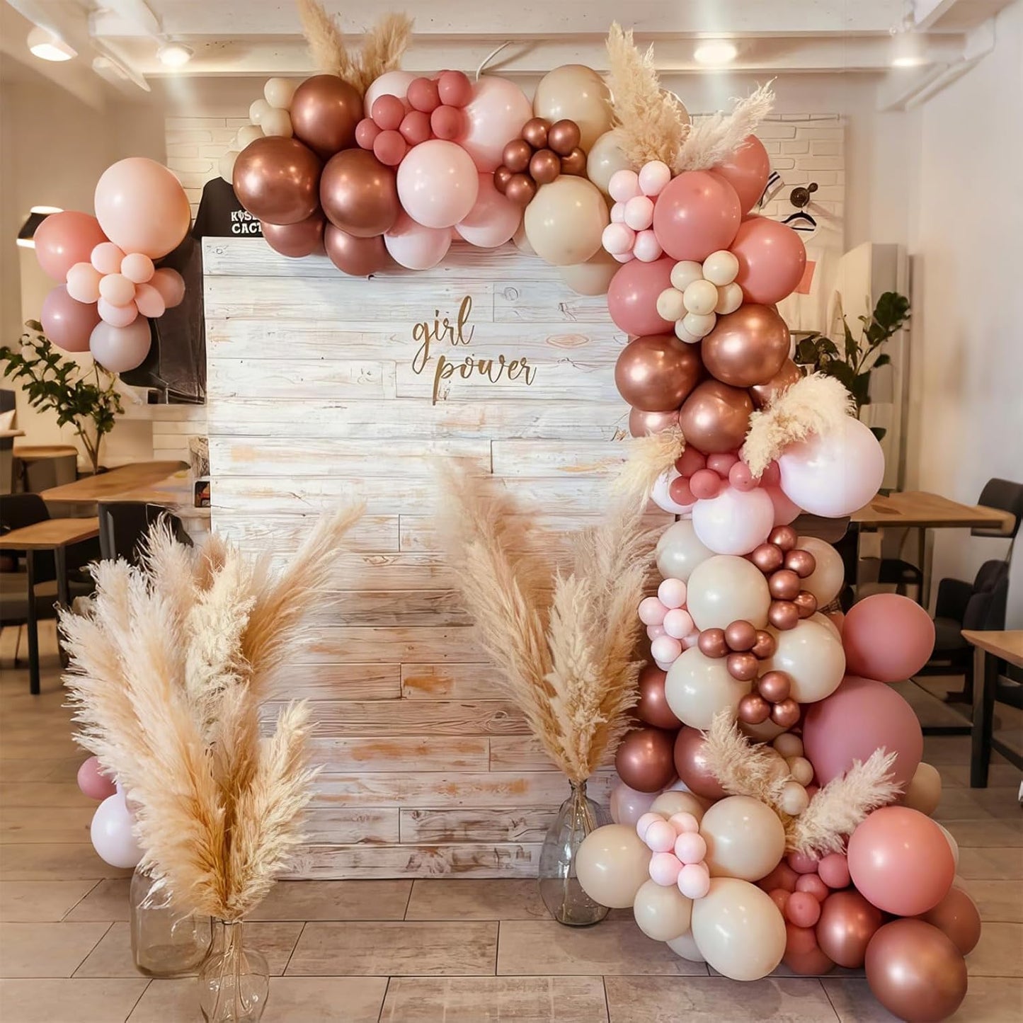 Blush Pink Balloon Garland Kit Rose Gold Dusty Pink Sand White Balloons Arch Retro Light Pastel Pink Beige Nude Creme Balloon for Women Bridal Baby Shower Boho Wedding Birthday Party Decoration