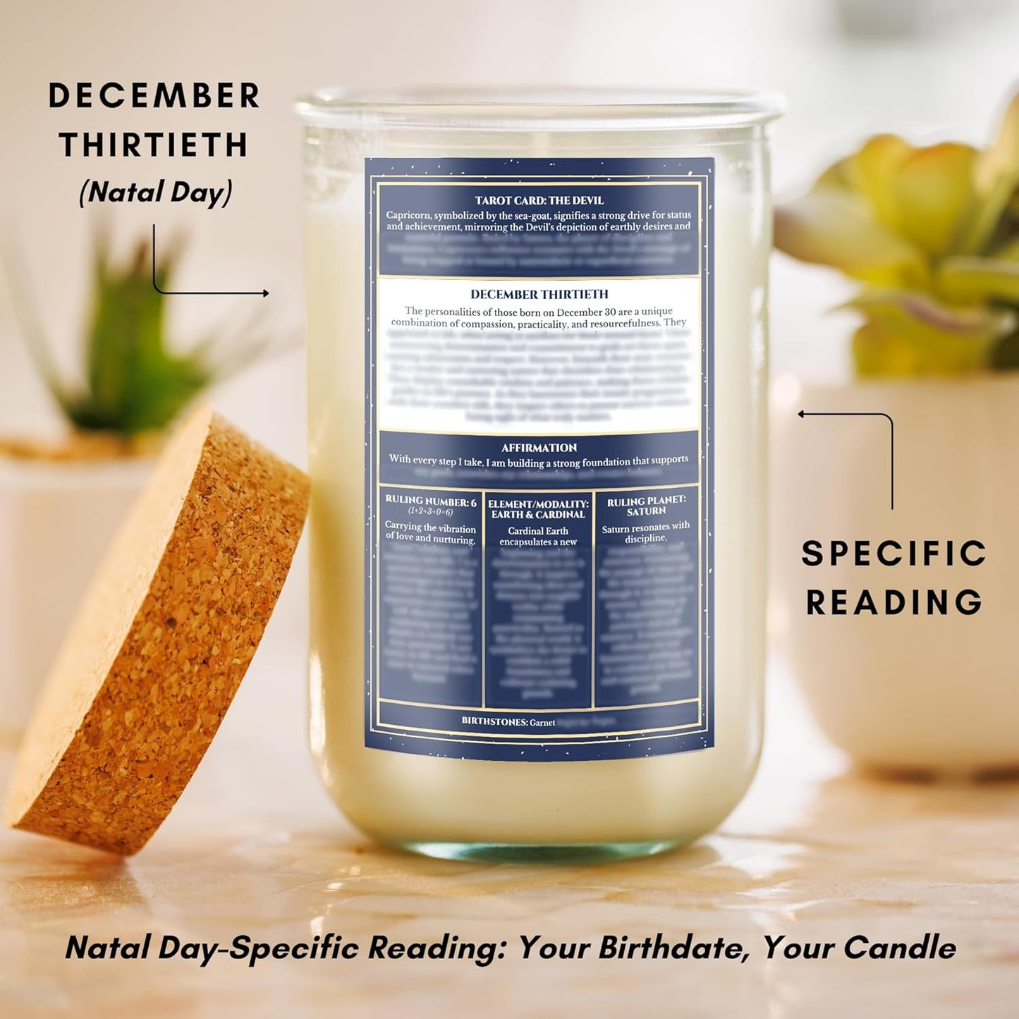Birthday Candles - Custom Birthdate Astrological Zodiac Scented Candles. Astrology Gifts. All Natural Soy Wax. 75+ Hour Burn Time. Made in USA - December 30