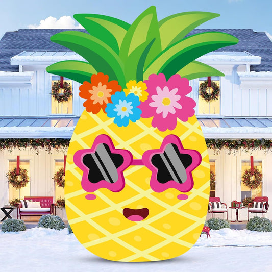 5FT Pineapple Inflatable Winter Decor Blow up Pineapple with 4 LED Lights Christmas Inflatables Outdoor Decorations Giant Inflatable for Xmas Birthday Pool Beach Yard Lawn Party Supplies