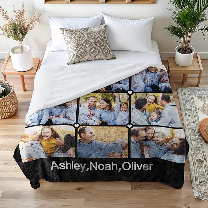 Mothers Day Blanket Gifts for Mom,Custom Blanket with Picture Text Personalized Photo Throw Blanket Customized New Moms Gift from Daughter Son Husband, Birthday Gift for Wife Grandma Grandmother Women