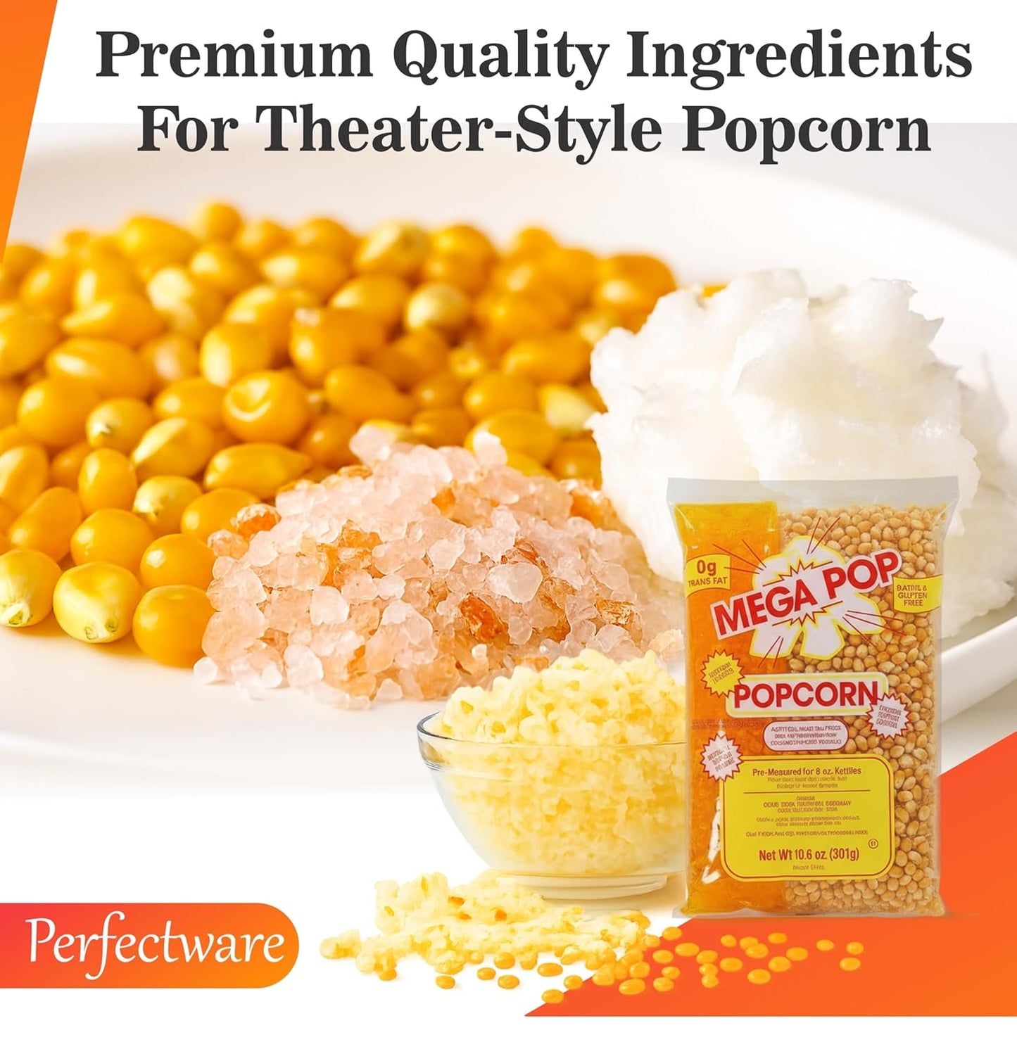 Perfectware Movie Theater Style Popcorn Portion Packs, 10.6 Oz, 3 Count