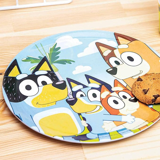 Zak Designs 5-Piece Dinnerware Set, Bluey - Durable Plastic & Stainless Steel - Includes Tumbler, 8-Inch Plate, 6-Inch Bowl, Fork & Spoon - Suitable for Kids Ages 3+