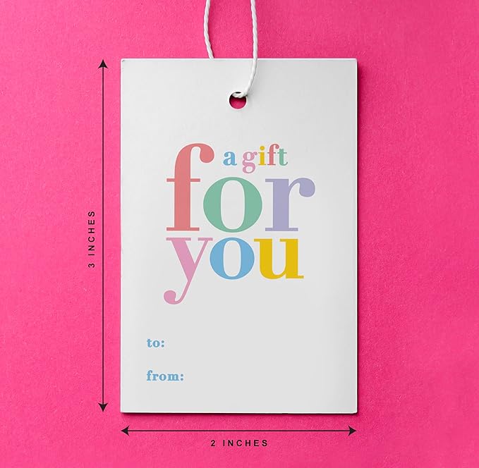 50-Pack Gift Tags - “A Gift for You” | Holiday, Christmas, Gifts, and Birthday Tags | Personalized Labels for Presents | Women-Owned Business
