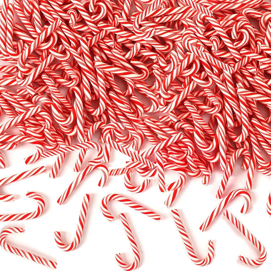 80pcs Mini Christmas Candy Cane for Crafts Fake Candy Canes Ornaments Decorations Xmas Table Scatters Red and White Candy Vase Filler for Decorations Party