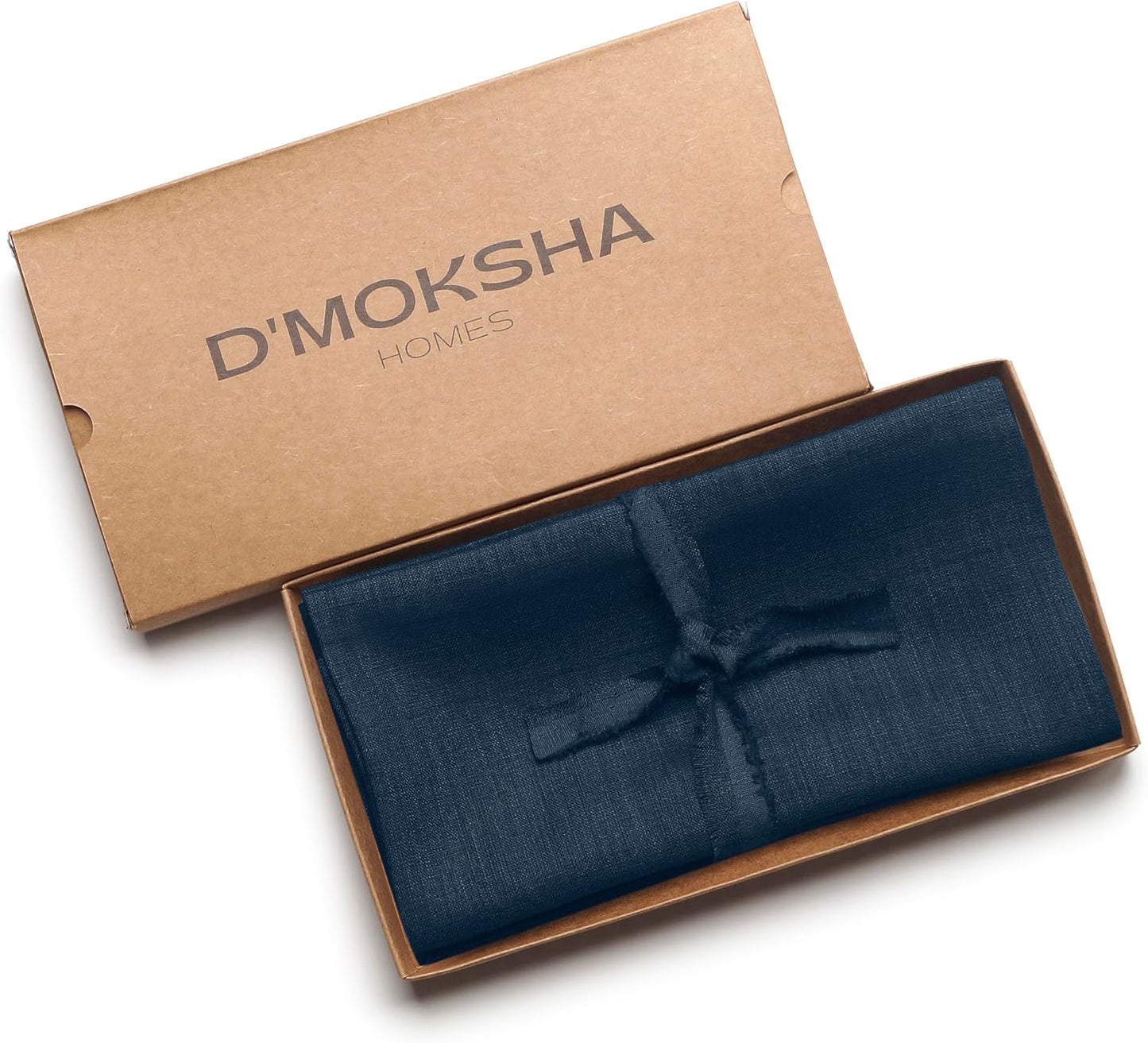 D'Moksha Homes Navy Blue Linen Napkins 18 x 18 Inch - 100% Pure Linen Cloth Washable Dinner Napkins Set of 4 for Fall, Thanksgiving, Holiday