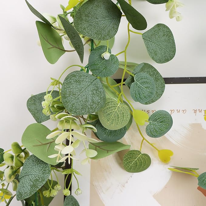 Artificial Eucalyptus Small Flowers Decoration Babysbreath Garland Faux Silk Leaf Décor Anniversary Engagement Party Wedding Fireplace Craft Design Housewarming Window Decorating