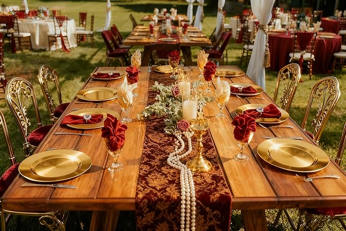 6 Pack 13'' Gold Dinner Charger Plates Set, Reusable Stainless Steel Round Plate Chargers Bulk for Easter Elegantes Party Wedding