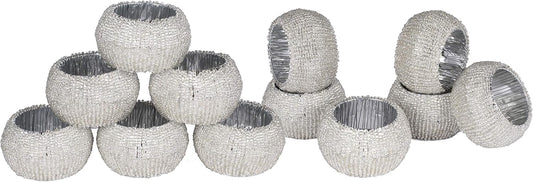 Lightnpro Beaded Napkin Ring Set of 12 - Elegant Decorative Napkin Holder for Dining Table Decor, Weddings, Banquets, Birthday Parties, Thanksgiving, Special Occasion, Holiday & Everyday Use - Gold