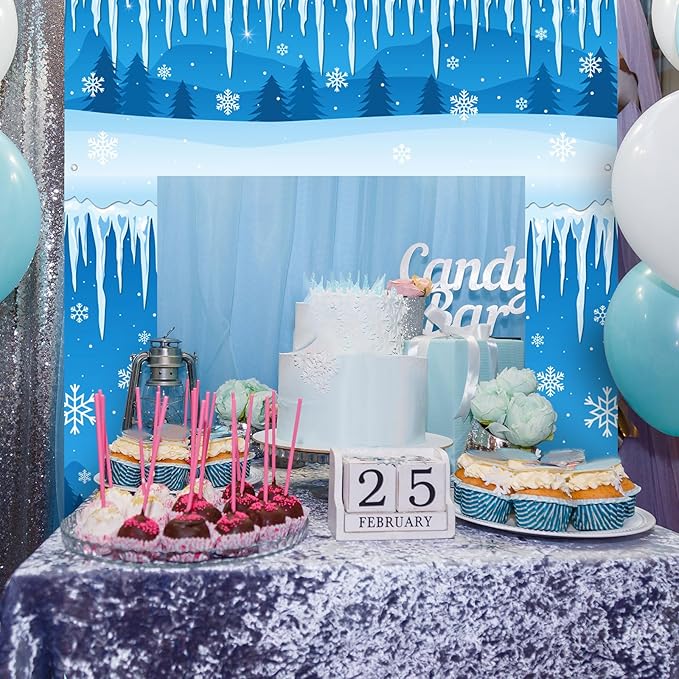 Winter Party Door Banner Classroom Door Cover Snow Wonderland Porch Decor Winter Birthday Decorations Photography Backdrop for Holiday Christmas Snowflake Party (Penguin Snowman)