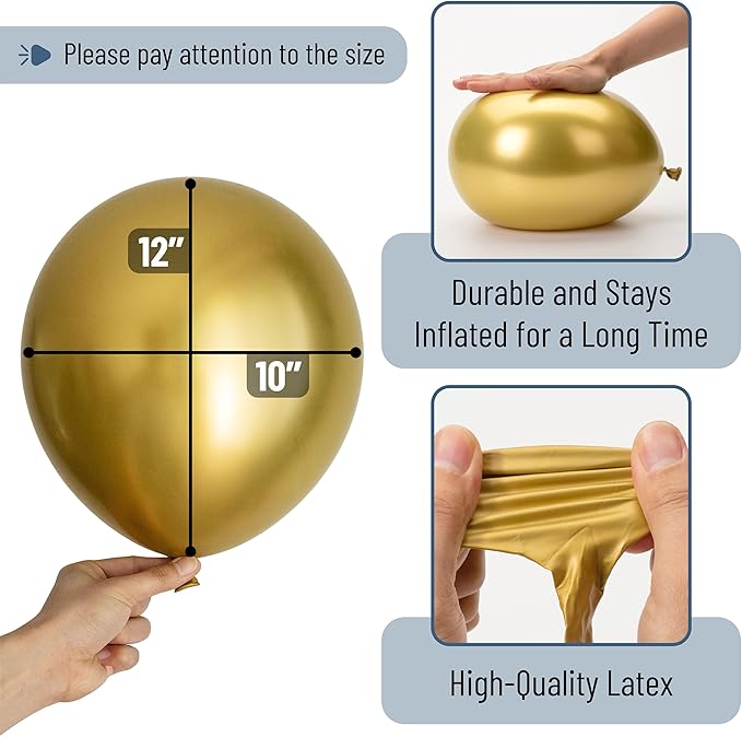 Mr. Pen- Metallic Balloons, 12 Inch, 100 Pack, Metallic Gold Balloons for Birthday Party
