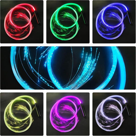 Fiber Optic Dance Whip - Rechargeable LED Light Whips Luminous Outfit for Party Rave Halloween Christmas