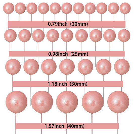 Gyufise 30Pcs Balls Cake Toppers Ball Cake Picks Foam Ball Shaped Cupcake Toppers Mini Balloons Baby Shower Cake Decorations for Wedding Enaggement Bridal Shower Birthday Party Supplies Rose Gold