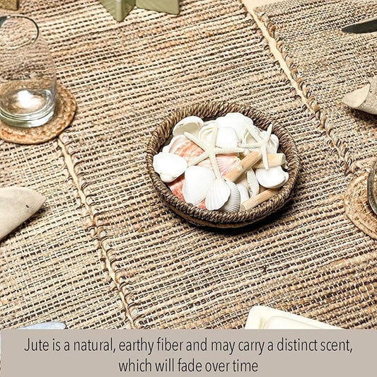 Chardin home Natural Jute Table Runner 13x90 Inch – Vintage Boho Rustic Table Decor – Handwoven Table Runner in Natural Jute and Brown – Farmhouse Dining or Console Table Accent