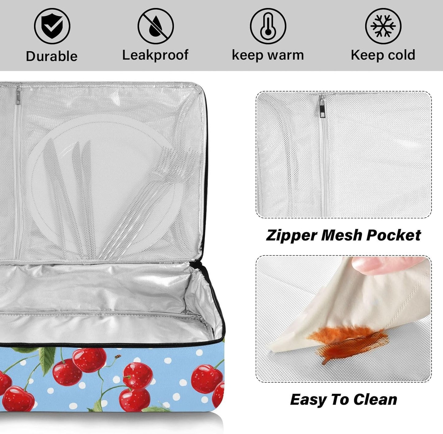 Casserole Carriers for Hot or Cold Food Reusable Casserole Dish Carrier Insulated Thermal Large Capacity Durable Perfect for Party Camping Family Gatherings Yellow Fish
