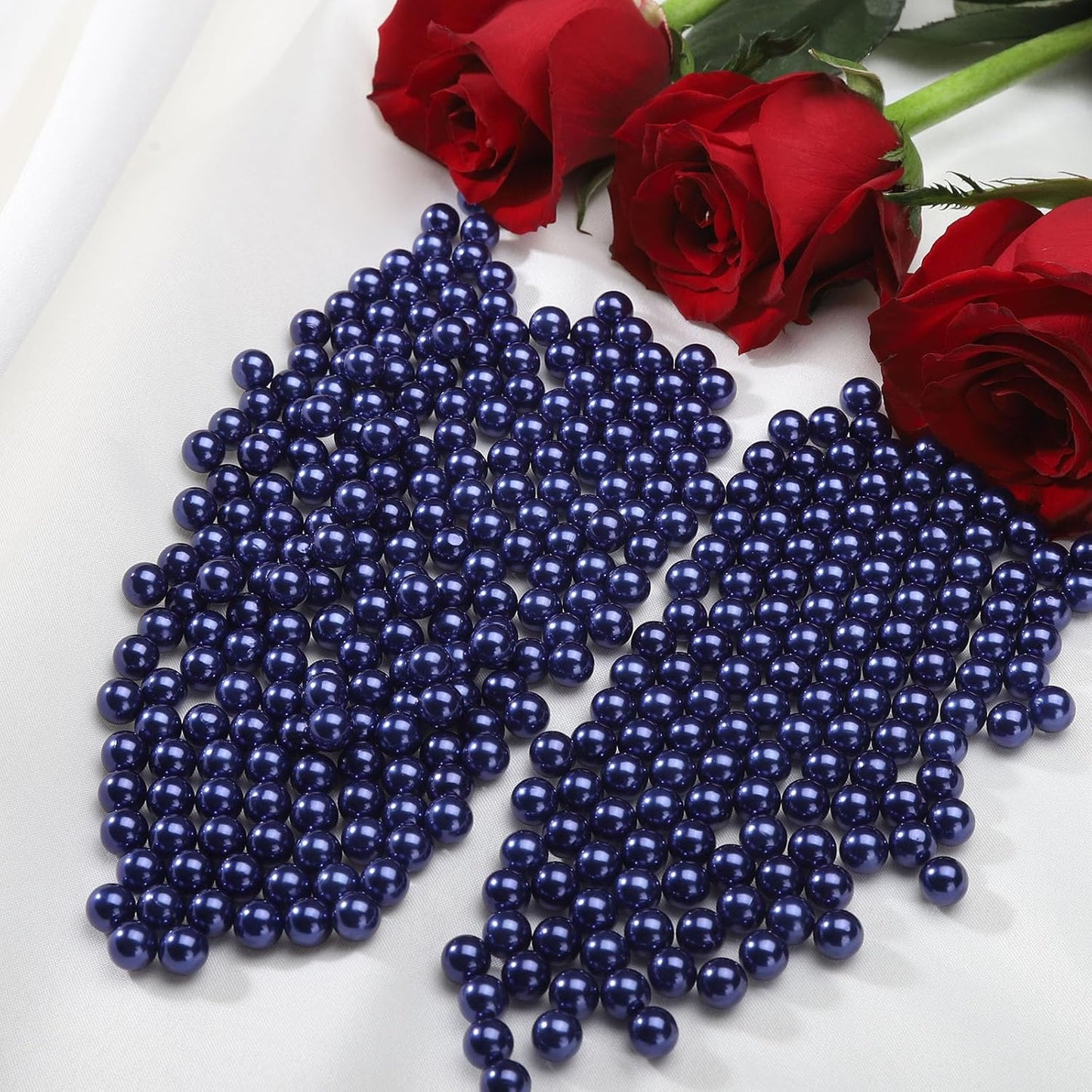 2200 Pcs Undrilled Holeless ABS Faux Pearl Beads for Vase fillers, No Hole Round Pearls for Cosmetic Boxes, DIY Parts, Table Scatter, Wedding, Birthday Party Home Decorating (Royal Blue, 6mm)