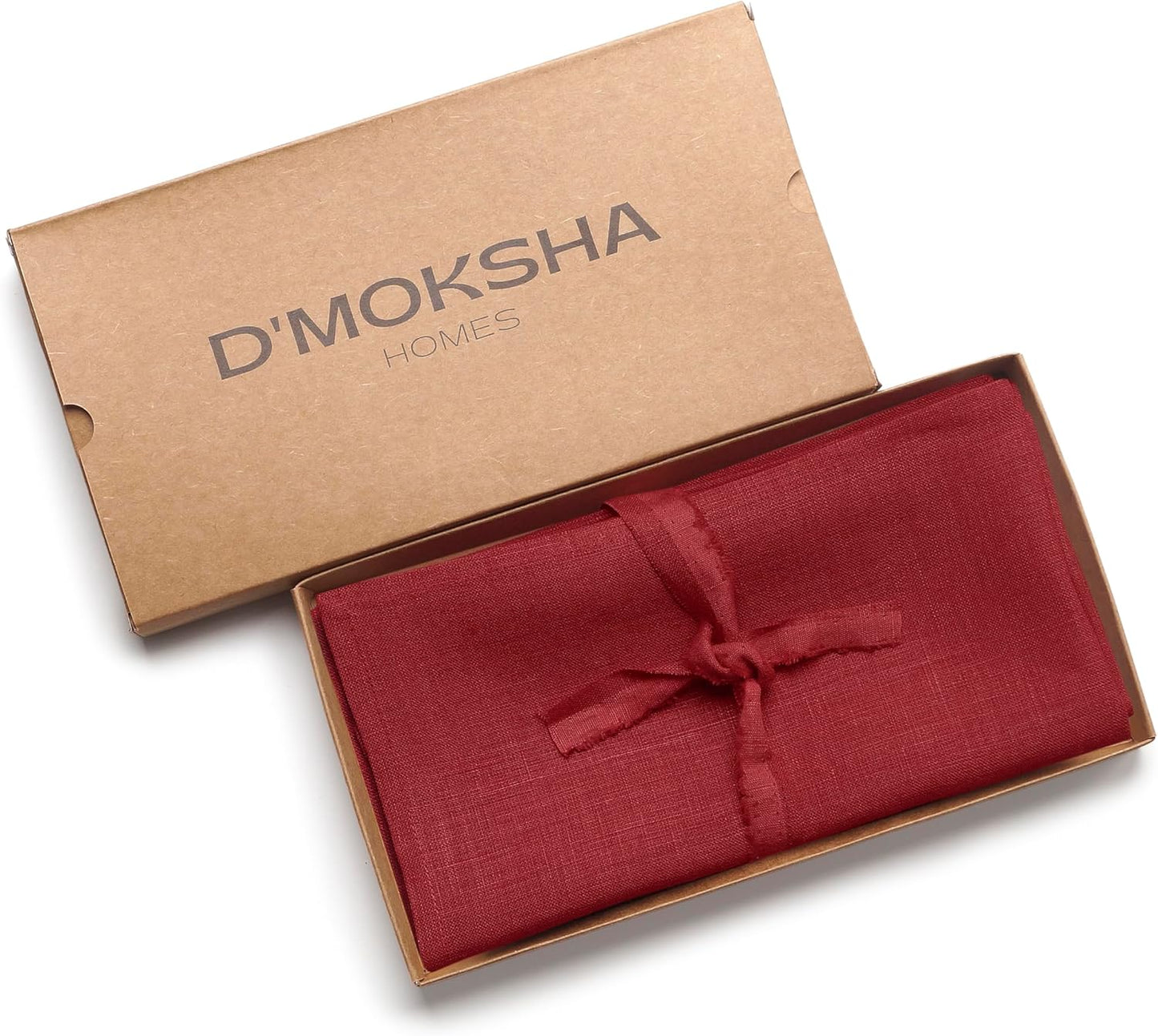 D'Moksha Homes Red Linen Napkins 18 x 18 Inch - 100% Pure Linen Cloth Washable Dinner Napkins Set of 4 for Fall, Thanksgiving, Christmas, Holiday