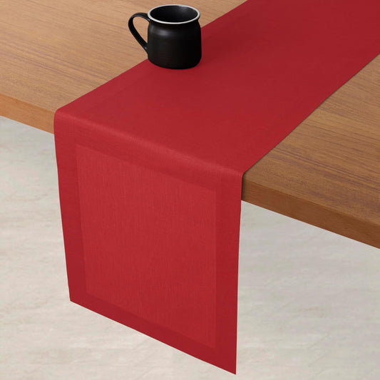 D'Moksha Homes Linen Bright Red Table Runner 120 Inches Long - 100% Pure Linen Dining Table Runner 14 x 120 Inch for Fall, Autumn and Halloween - Machine Washable