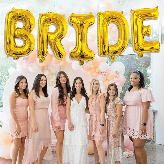 32 Inch Bride Balloons, Gold Bride To Be Balloon For Bridal Shower Decor,Bachelorette Party Decorations, Engagement Party Supplies