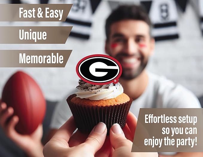 University of Georgia Party Supplies for UGA Football, Birthday Gift, Graduation Party Banner and Cake Toppers (42 Pieces) (Georgia Bulldogs)