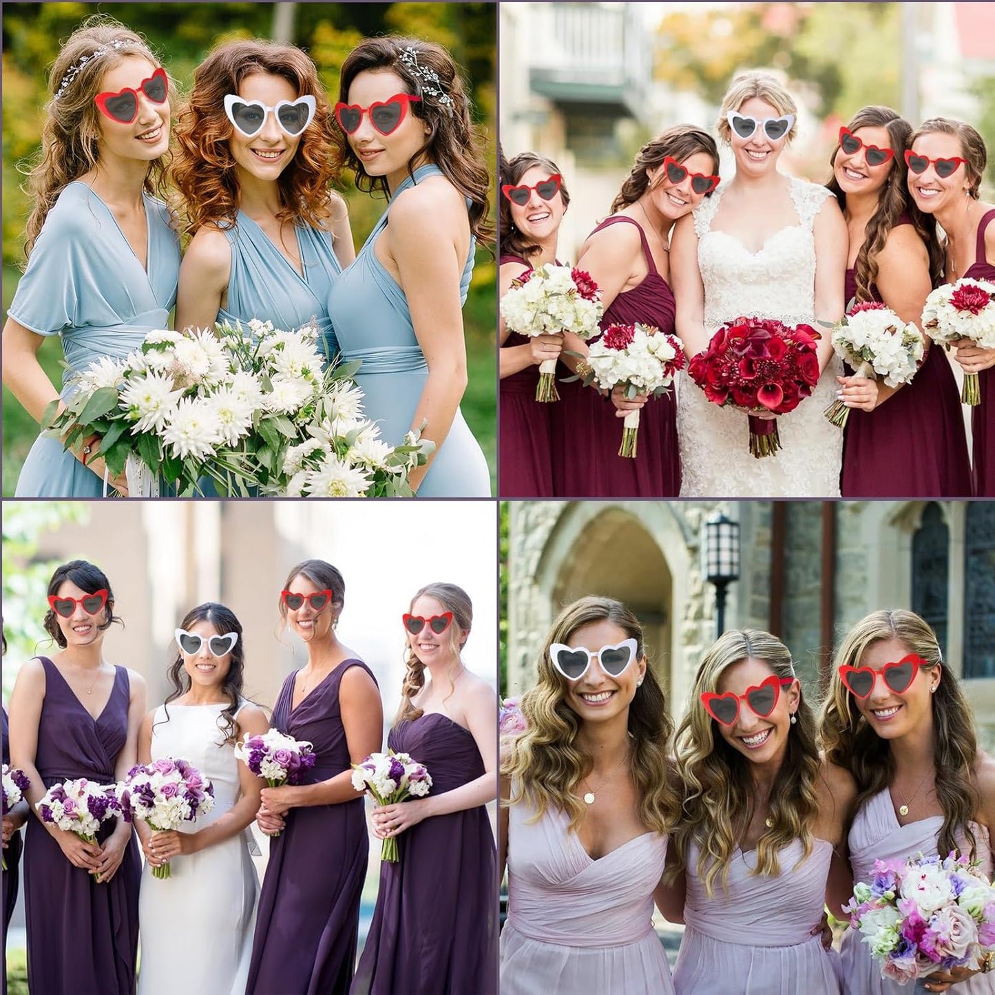 AEAHALY Pink White Black Heart Sunglasses for Women Vintage Bride Heart Shaped Sunglasses Wedding Party Accessories