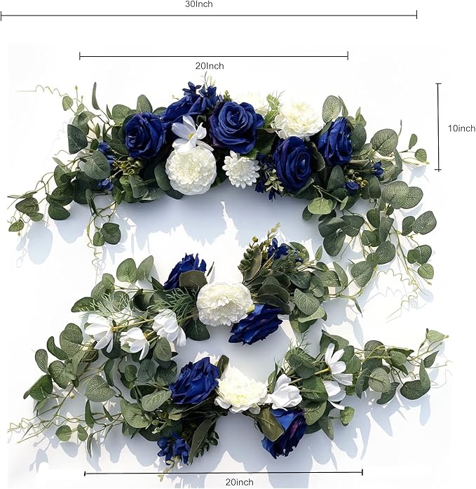 Wedding Arch Flowers,3Pcs Set White Rose Decorative Floral Swags, Artificial Greenery Eucalyptus Leaves Flower For Sheer Drapes, Wedding Chair, Arbor, Wedding Ceremony and Reception Arrangement