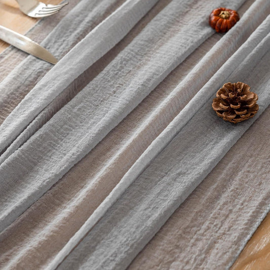 3pcs Dusty Blue Gauze Rustic Cheesecloth Table Runner 120 Inch 10 FT for Wedding Baby Shower Bridal Shower Birthday Engagement Garden Outdoor Party Long Sheer Boho Decorations