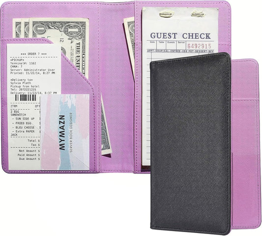 Black Server Books for Waitress Book Waiter Book Server Booklet Restaurant Waitstaff Organizer, Serving Book Guest Check Book Holder Money Pocket Fits Server Apron
