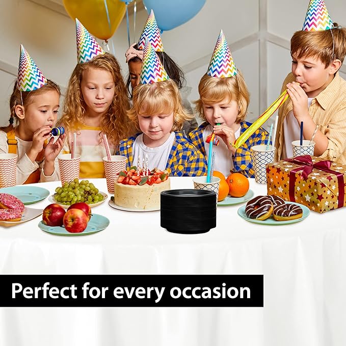 Hanna K. Signature Collection Black Plastic Plates 7 Inch - 600 count Solid Round Party For Weddings, BBQs, Birthday Disposable Dessert (81070 (case))