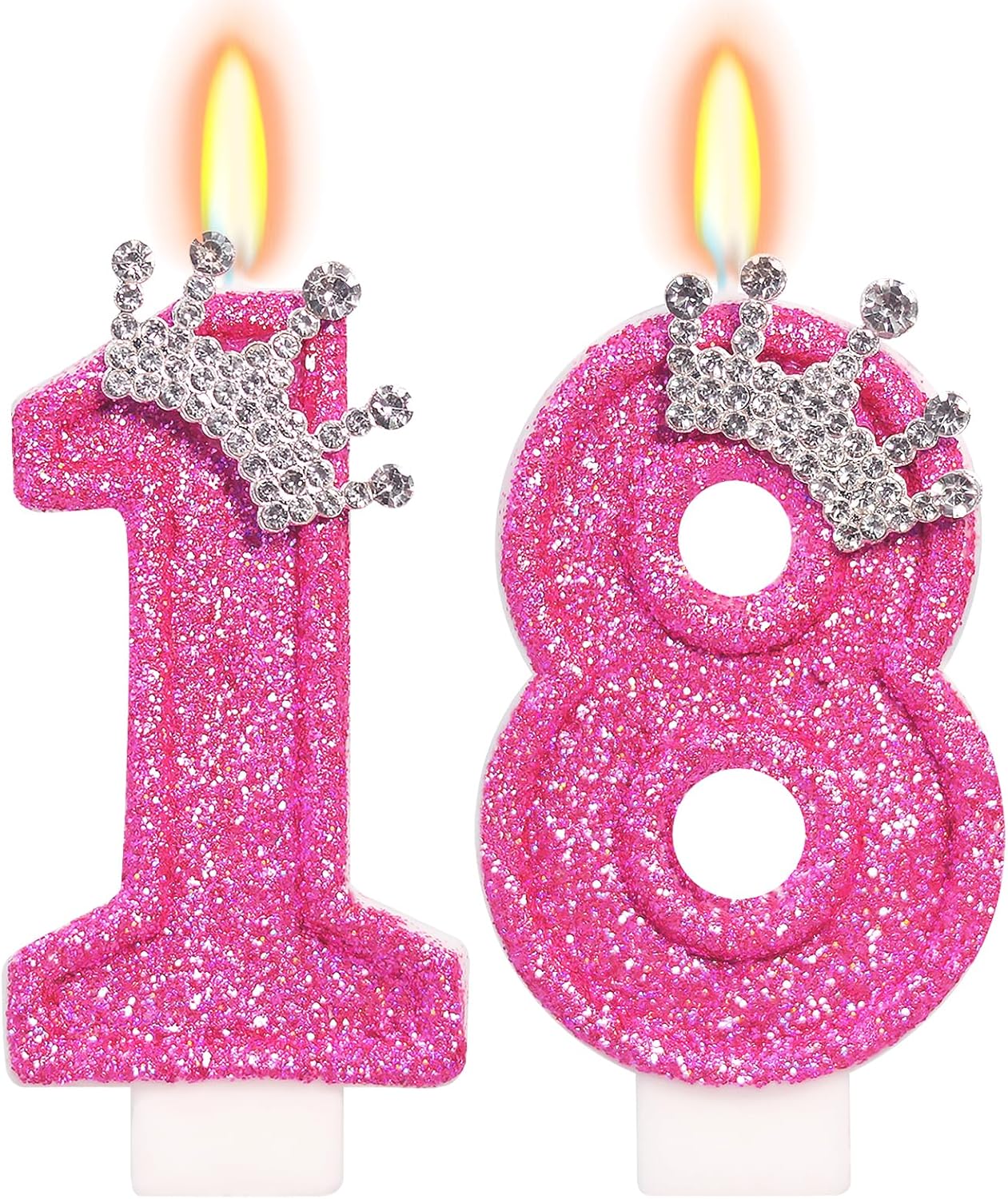 Birthday Candle for Cake, Crown Rose Number Candles, 2.76 inch Number Happy Birthday Candle, Cake Topper Decoration for Birthday Party (Number 18)