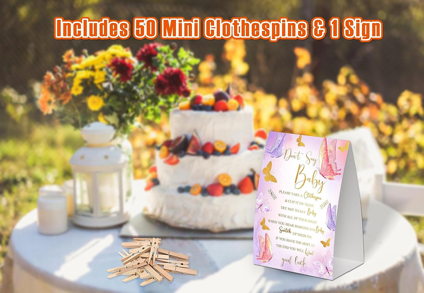 Watercolor Butterfly Shower Decorations,Don't Say Baby Baby Shower Game,Gender Neutral Baby Shower Decorations,Small Clothespin Game,Baby Shower Ideas,Baby Shower Games 50 Guest,Fall Party Games