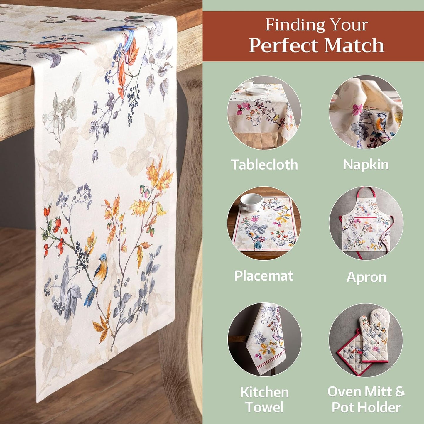 Maison d' Hermine Table Runner 100% Cotton Single Layer Table Runners 108 inches Long for Thanksgiving Christmas Decorations Home Kitchen Dining Party Wedding (Equinoxe - Beige, 14.5" x 108")