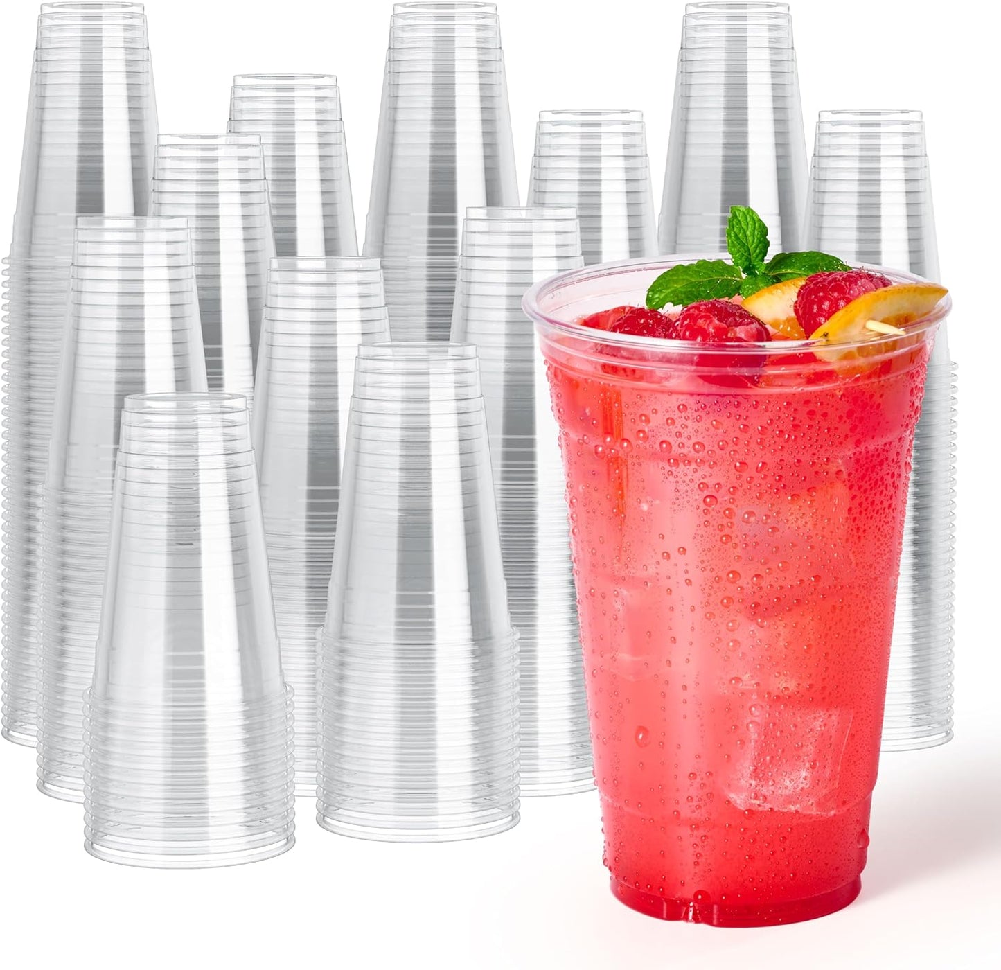 JOLLY CHEF 20 oz Clear Plastic Cups, 1000 Pack Disposable Plastic Cups, Party Drinking Cups for Birthday, Weddings, Picnics, Ceremonies, BBQs, and any Events