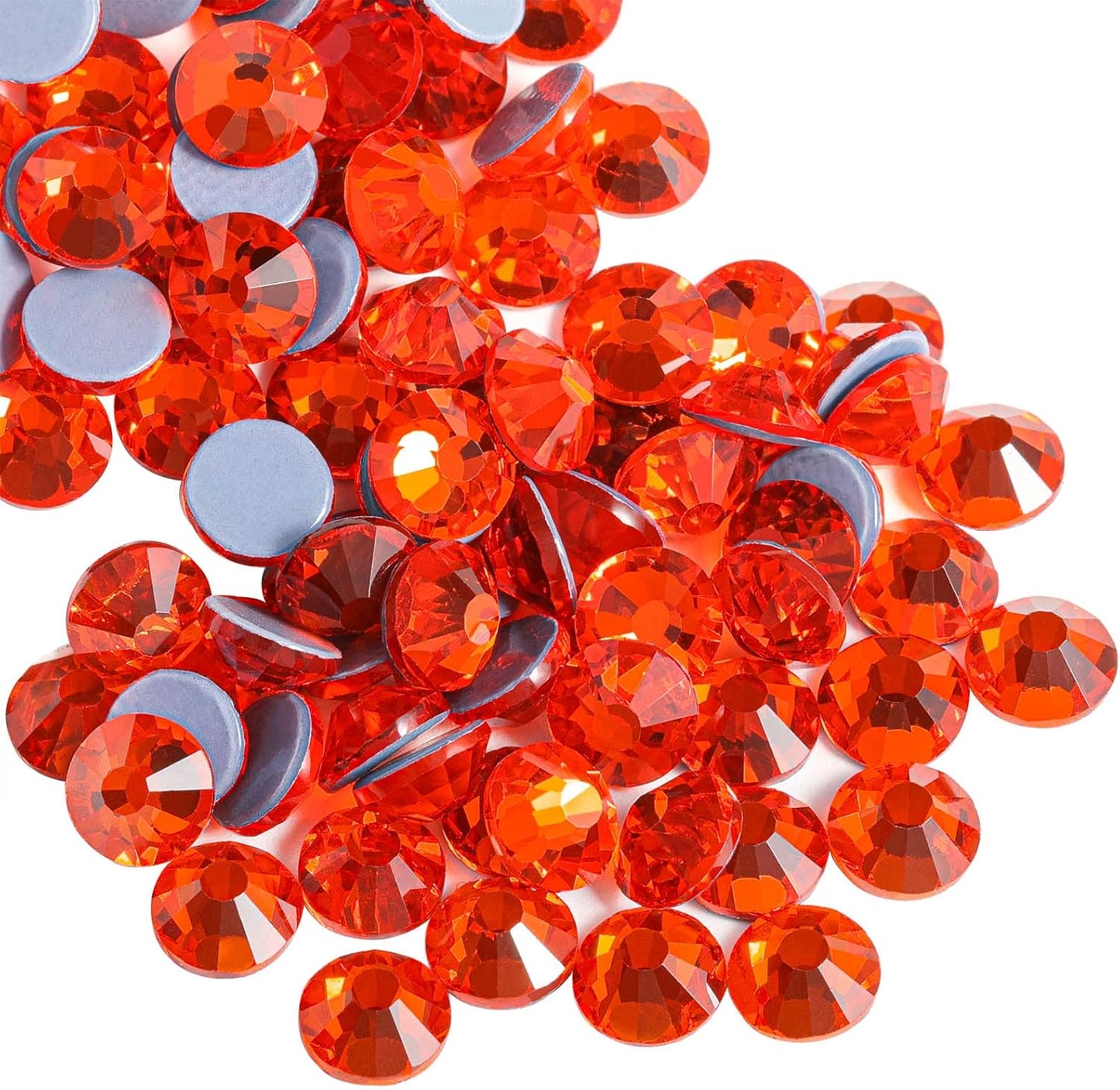 Beadsland Hotfix Rhinestones, 288pcs Crystal Rhinestones for Crafts Clothes DIY Decoration, Orange, SS34, 7.0-7.3mm
