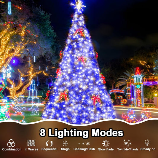 393 FT Christmas Lights 1000 LED Xmas Lights Outdoor Christams String Lights Waterproof 8 Modes & Timer, Fairy Lights Plug in for Weeding, Patio, Party, Holiday,Christmas Decor (Blue)