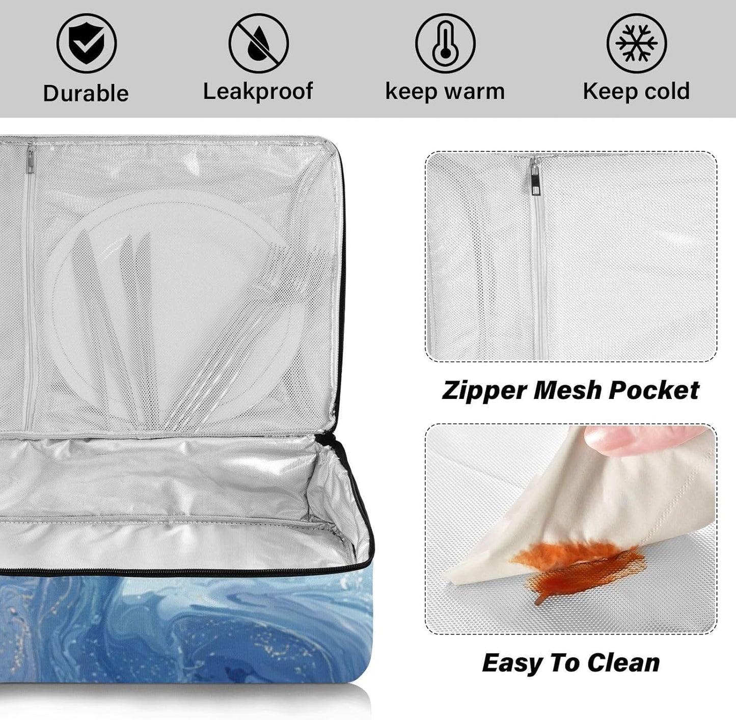 Casserole Carriers for Hot or Cold Food Reusable Casserole Dish Carrier Insulated Thermal Large Capacity Durable Perfect for Party Camping Family Gatherings Yellow Fish