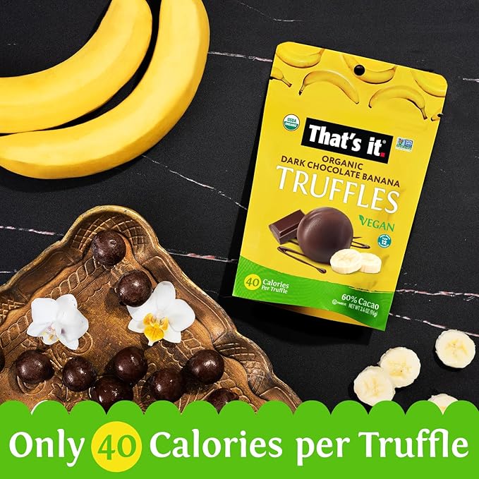 That's it Organic Dark Chocolate & Banana Truffles. 100% Plant-Based, Vegan, Gluten-Free, All Natural (3 Pack)