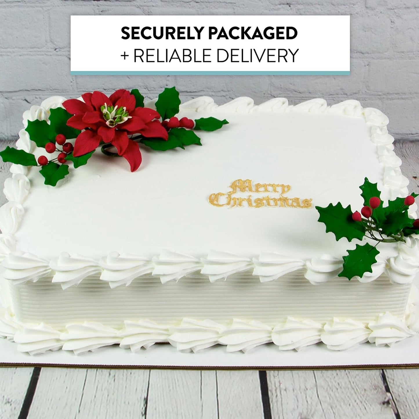 Global Sugar Art Christmas Cake Holly, 3-Leaf Sugar Cake Flower Spray, 5 Count by Chef Alan Tetreault