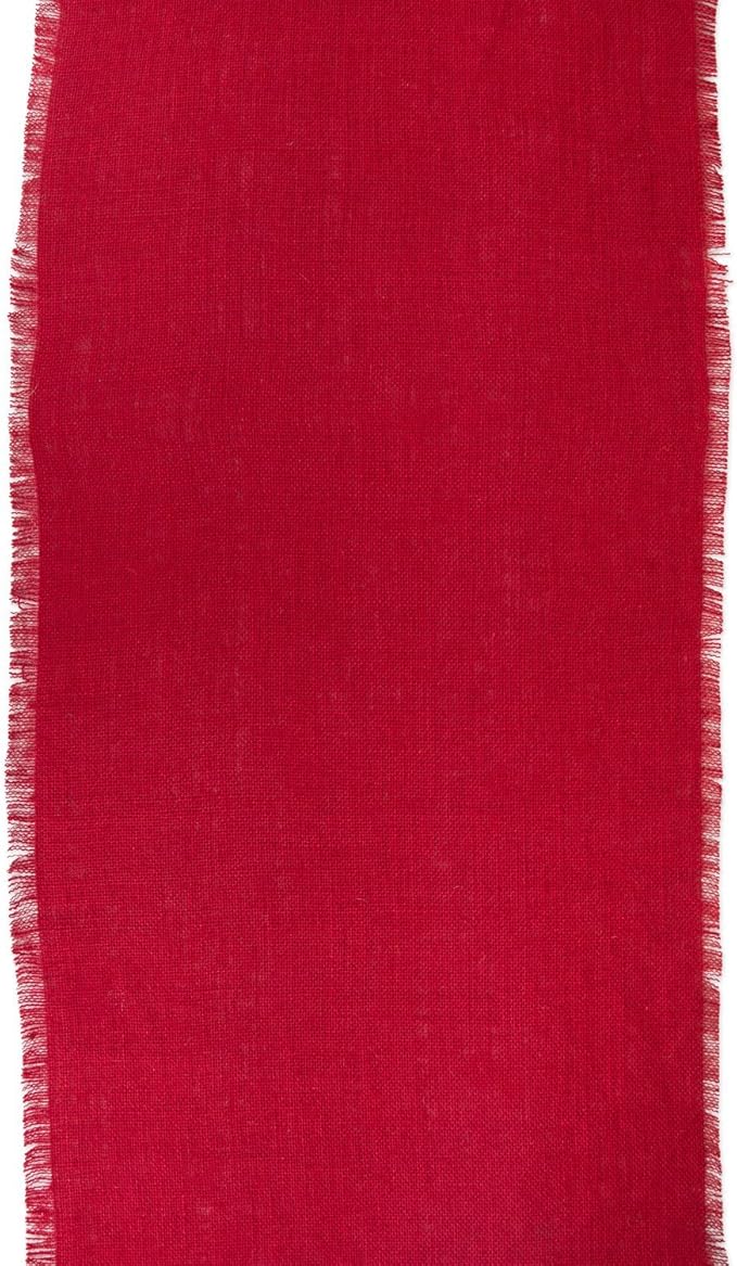 DII Jute Burlap Collection Kitchen Tabletop, Table Runner, 15x74, Solid Tango Red