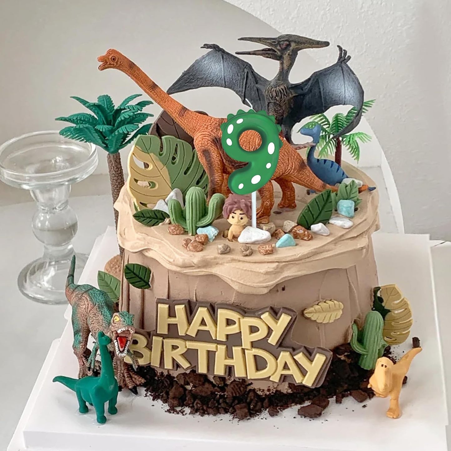 Number Birthday Candles(8 Candle Green) Dinosaur Shape Number Happy Birthday Cake Candles for Dinosaur Birthday Party Decoration Reunions Theme Party