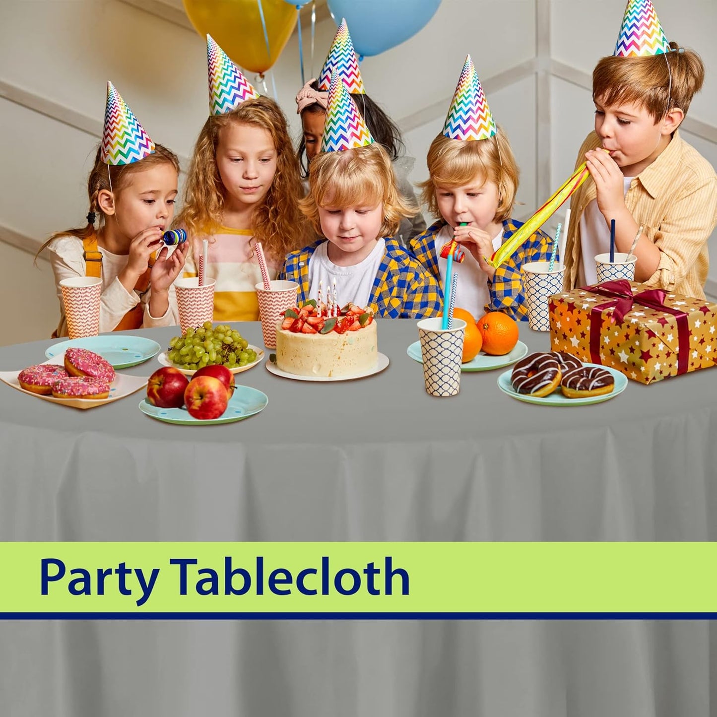 Silver Disposable Plastic Tablecloth for Round Tables (12 Pack) 84 inches Table Cloths for Parties, Events & Weddings, Indoors & Outdoors, Plastic Table Cover